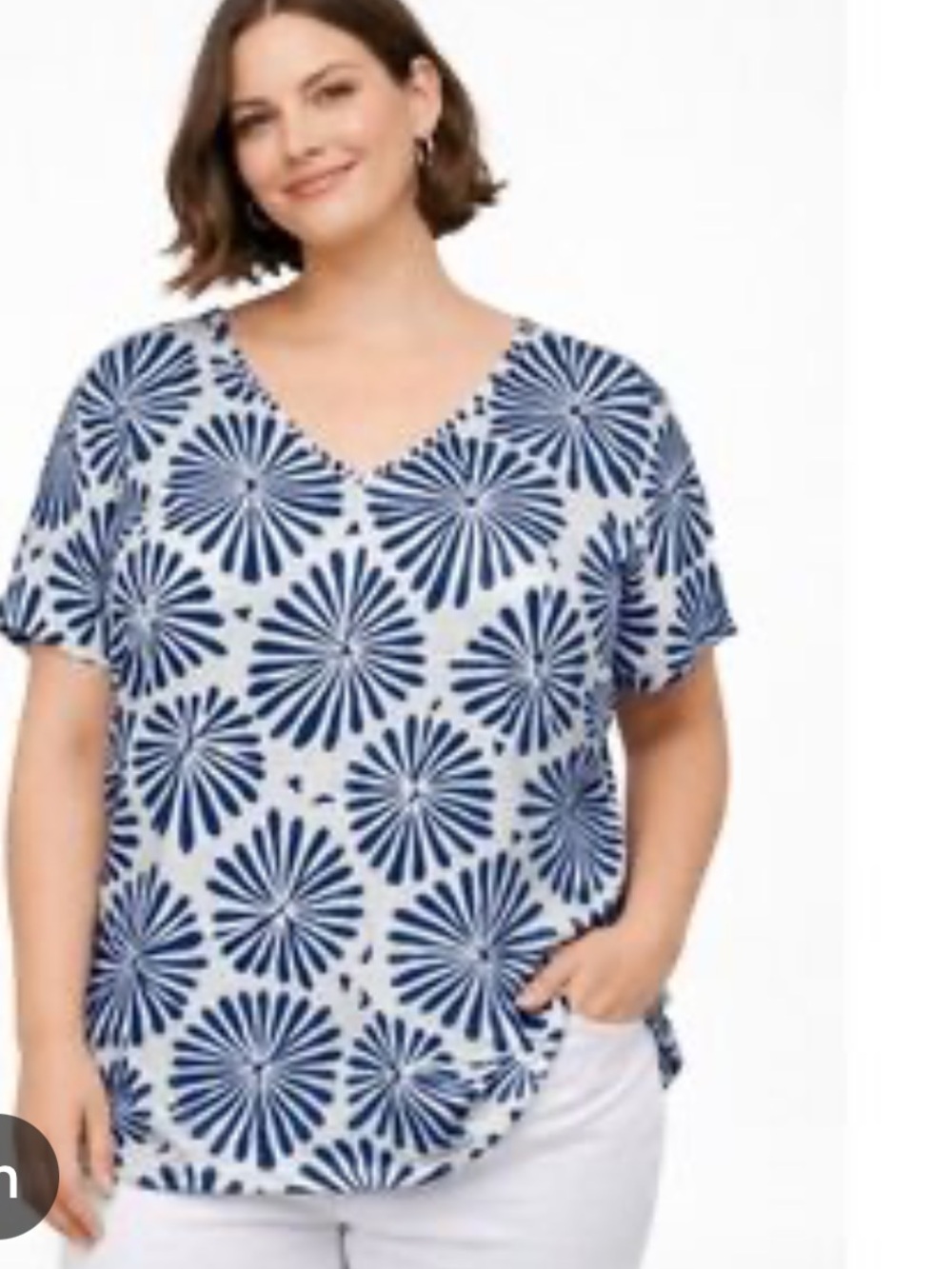 JOIE s3X 💯linen Blue Burst Print Women’s V-neck-looks NEW-airy, cool & comfy